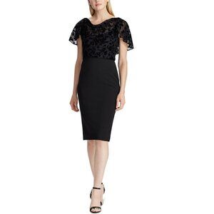 Lauren Ralph Lauren Size 4 Black Party Holiday Fancy Short Sleeve Dress NEW